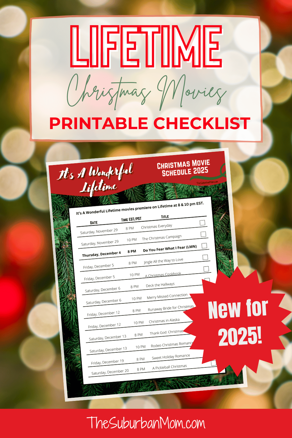 lifetime christmas movie 2025 schedule checklist – free printable